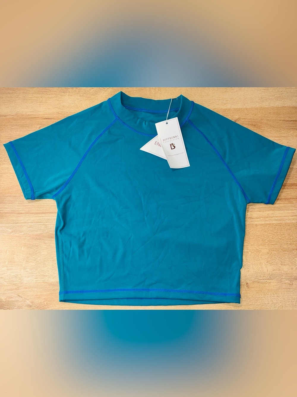 BuffBunny Energy Surf & Turf Short Sleeve Crop Top Size L Large NWT